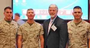 From L to R, BGen Nally, BGen Smith, Steve Gaudreau (Chapter President), Col(sel) Mike Phillips (CO, Comm School)