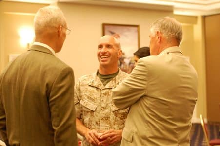Former Comm School Directors (L to R), Col Dennis Thompson, USMC (ret); Col Andy Murray, USMC; LtGen Bob Shea, USMC (ret)